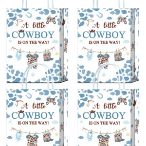 YanZonic 16Pcs A Little Cowboy Is on The Way Decorations Party Thank You Bags - Versatile Cowboy Baby Shower Supplies, Cowboy Baby Shower Decorations, A Little Cowboy Is on The Way Goodie Bags