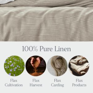 Ella Jayne Luxury 100% French Linen Duvet Cover (3pcs), Coastal Summer Linen Duvet Cover, Linen Bedding Queen, Linen Comforter King, Premium Linen Duvet Cover King (Pin Stripe - Black, Full/Queen)