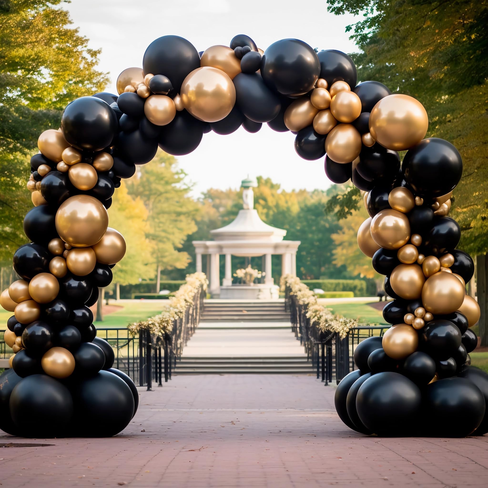 155pcs Black Gold Balloon Garland Arch Kit, Black and Gold Latex Balloons for Gender Reveal Bridal Shower Party Birthday Decorations