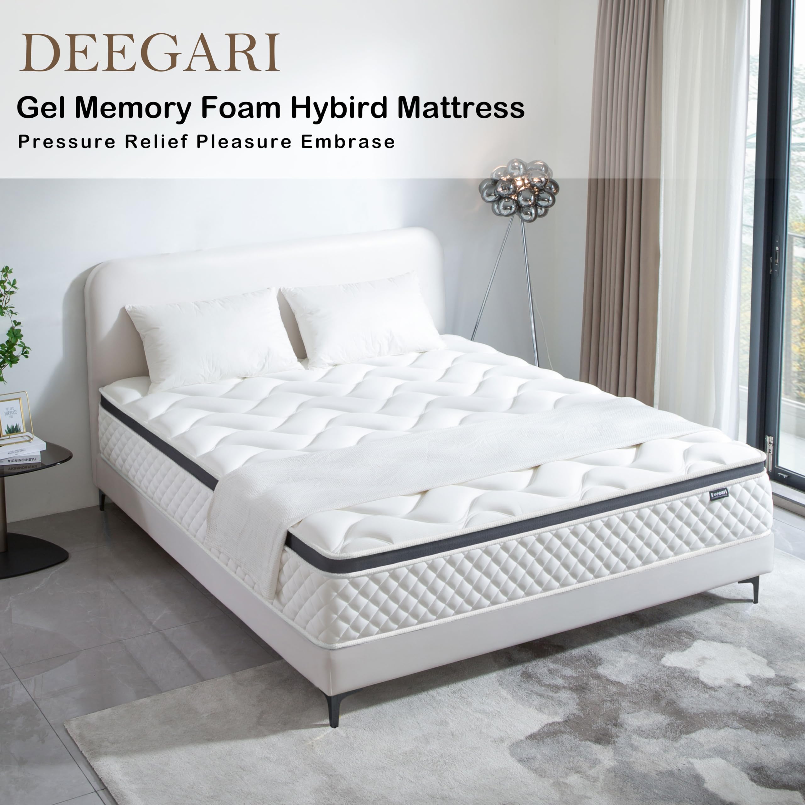 Deegari Full Mattress,12 Inch Full Size Mattress in a Box,Gel Memory Foam and Innerspring Hybrid Mattress with Individual Pocket Spring for Motion Isolation,Pressure Relief,Medium Firm Feel