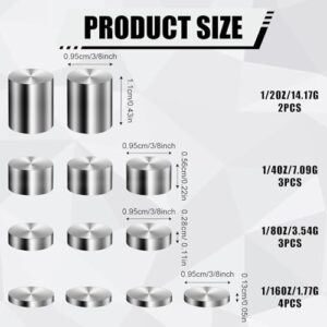 PEUTIER 12pcs Car Weights for Pinewood Derby, 2.375 Oz Tungsten Buffer Weight 4 Sizes Cylindrical Car Counterweight to Speed Up Your Car