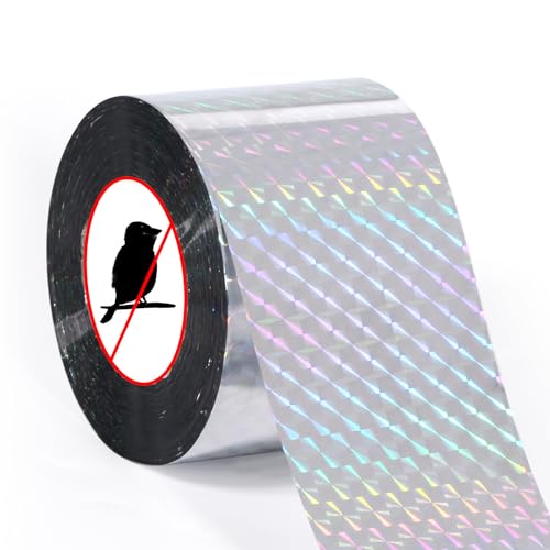 NQEUEPN Bird Reflective Tape, 360ft Long Double Sided Bird Flash Devices Deterrent Ribbon for Out Door Birds Woodpeckers Gulls Crows Swallows Pigeons