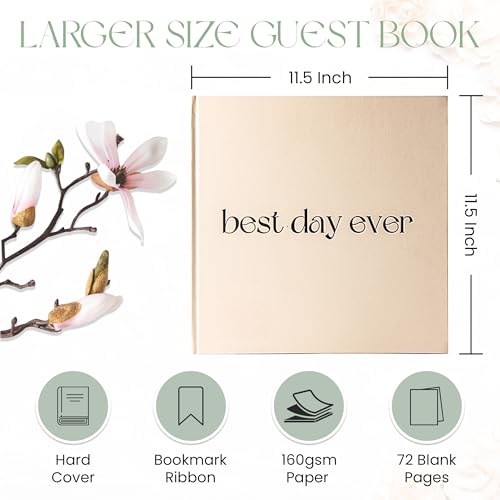 Wedding Guest Book - Polaroid Guest Book for Wedding Reception. A Hardcover Blank Guest Book for Signing. Gift Ready as a Baby Shower Guest Book or Graduation Guest Book with Styled Gift Box & Card.