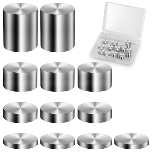 PEUTIER 12pcs Car Weights for Pinewood Derby, 2.375 Oz Tungsten Buffer Weight 4 Sizes Cylindrical Car Counterweight to Speed Up Your Car