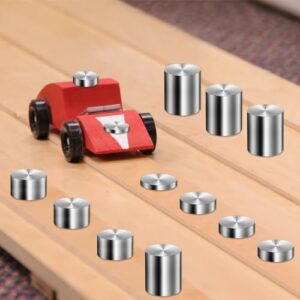 PEUTIER 12pcs Car Weights for Pinewood Derby, 2.375 Oz Tungsten Buffer Weight 4 Sizes Cylindrical Car Counterweight to Speed Up Your Car