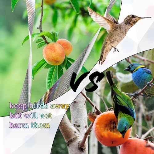 NQEUEPN Bird Reflective Tape, 360ft Long Double Sided Bird Flash Devices Deterrent Ribbon for Out Door Birds Woodpeckers Gulls Crows Swallows Pigeons