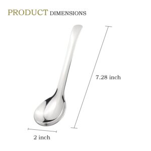 7.28 Inches Asian Soup Spoons Stainless Steel Chinese Soup Spoon Set of 4 Soup Spoons Silverware Cucharas Para Comer for Ramen Pho Miso Dumplings Noodles Wonton