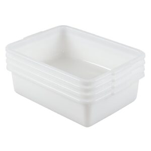 guankan 4-pack 8 l commercial plastic bus tub box, small dish pan tub, white