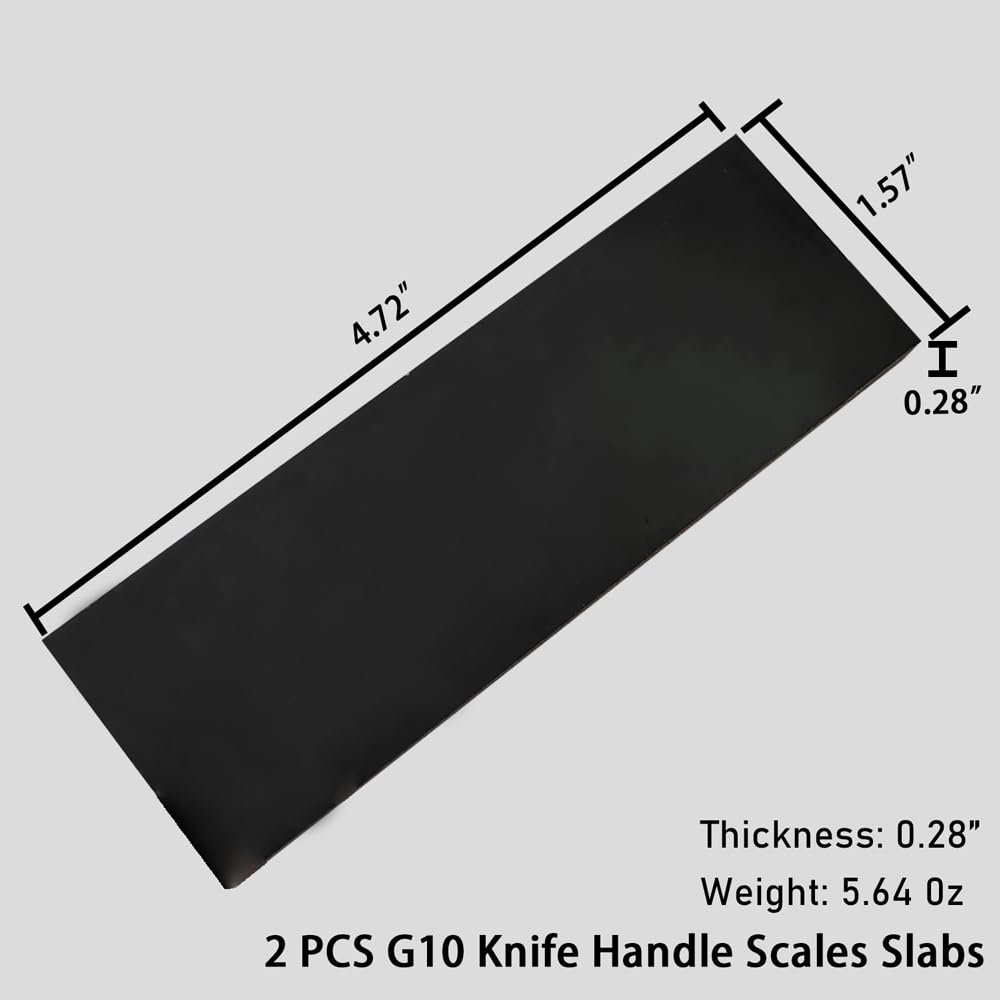 2 PCS G10 Glass Fiber Knife Handle Scales Slabs Custom DIY Tool Material for Knives Making Blanks Blades (Black, 4.72''x1.57''x0.28'')