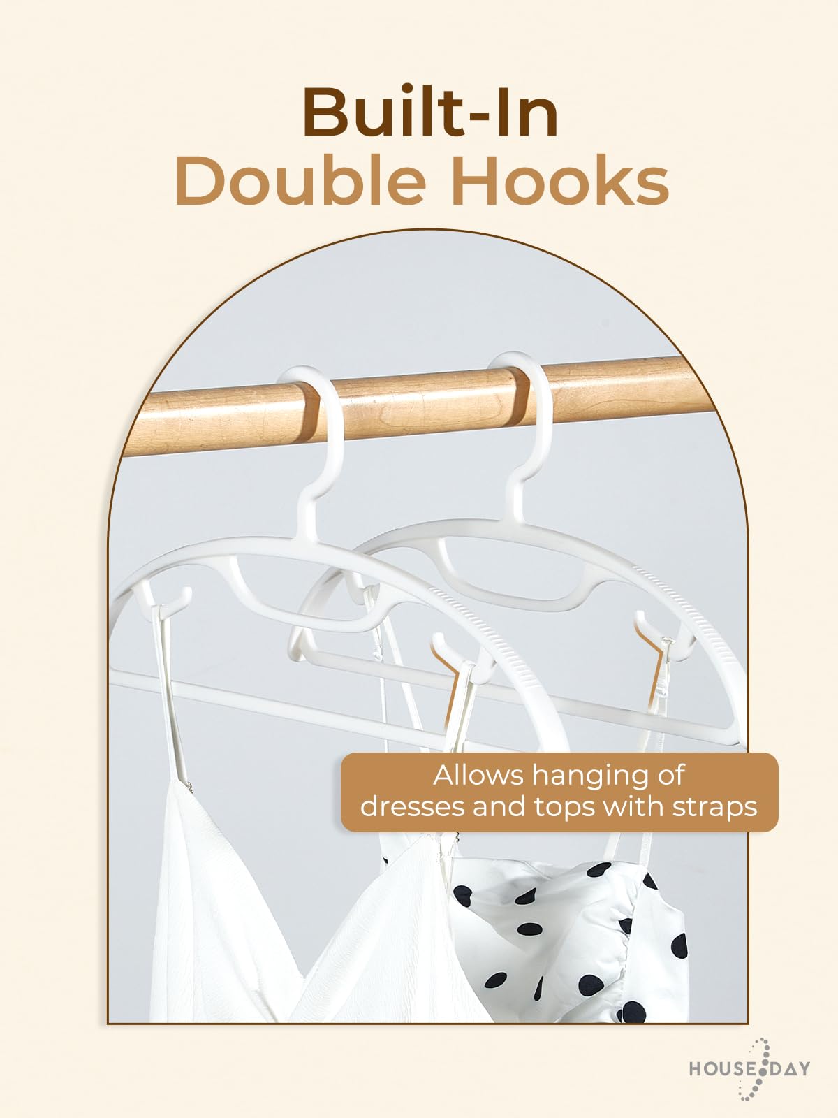 HOUSE DAY White Plastic Clothes Hangers, Heavy Duty Coat Hangers 24 Pack, Premium Thick Wide Shoulder Suit Hanger with Non-Slip Hook, Space Saving Hangers for Shirts, Sweaters, Dresses, Pants