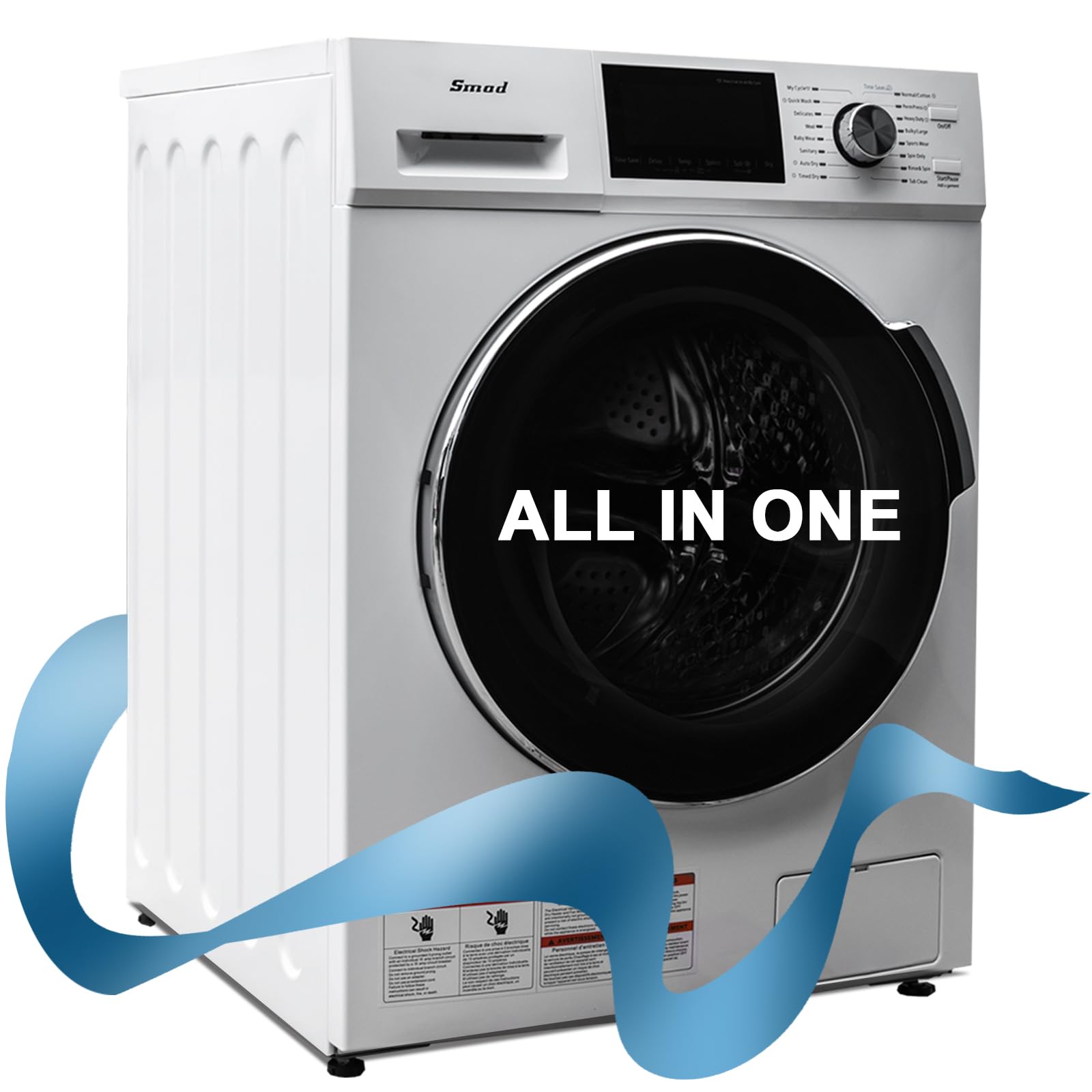 All in One Washer and Dryer Combo 24 inch, 2.7 cu.ft Front Load Washer Dryer in One 26 lbs, 1400 RPM,16 Cycles, for Laundry,Apartment,Dorm, White