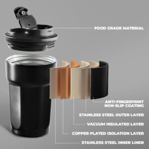 Puraville 12oz Stainless Steel Tumbler, Double Wall Vacuum Insulated Coffee Tumbler Travel Coffee Mug with Leak Proof Lid, Reusable Thermal Cup for Hot and Cold Drinks,Black