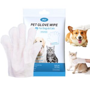 pet bath wipes for dogs and cats 6 pcs，dog wipes thickened material cleaning deodorizing bathing wipes dog washing gloves nourishing grooming fur，for daily care and traveling give your pet 6 baths!