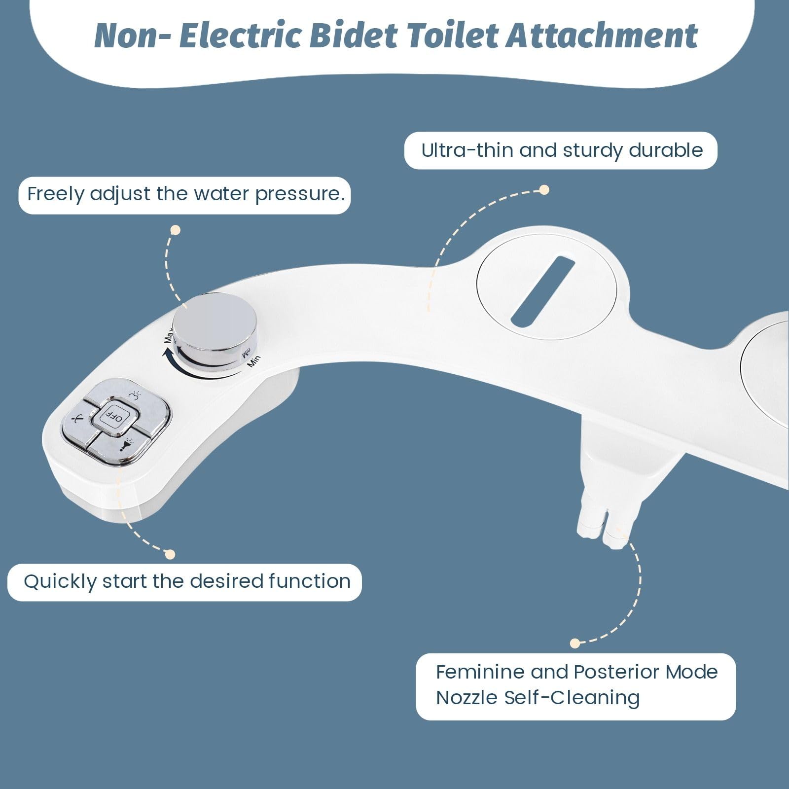 Generic Ultra-Thin 3-Function Bidet Toilet Seat Attachment Chrome