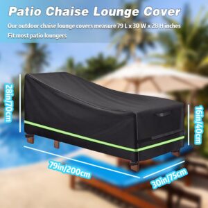 Patio Chaise Lounge Cover, Waterproof Black Chaise Lounge Chair Covers with Reflective Strip, Outdoor Pool Lounge Chair Covers for Outside (1)