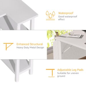 DLisiting White L Shaped Computer Desk with Power Outlet Shelves, 40 Inch Small Corner Desk for Small Space Home Office, Study Work PC Desks for Bedroom, White