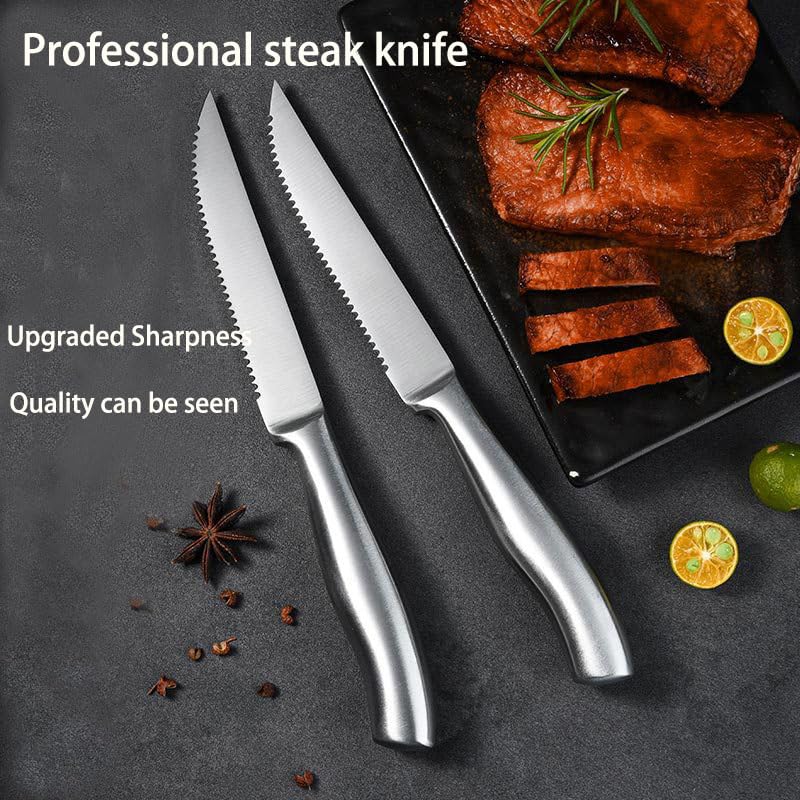 UNI-RHYTHM Upgrade 20Cr13NH 4.5Inchs Stainless Steel Steak Knife Set of 6, Dishwasher Safe Stainless Steel serrated Knives, Silver. Gift Box for Father's Day, Mother's Day, Thanksgiving, Christmas