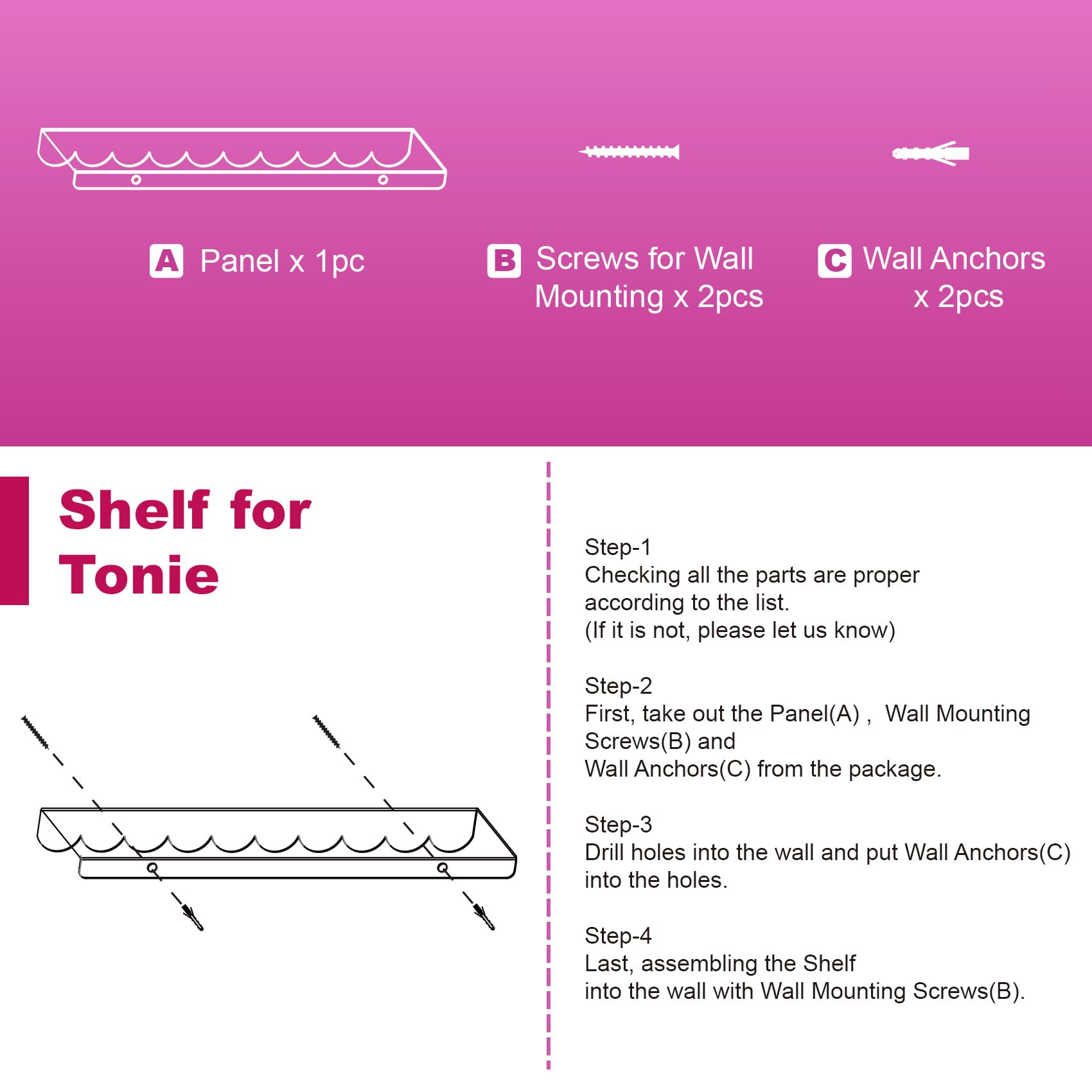 Taladad for Tonie Shelf,Tonies Storage for Creative Tonies Magnetic Wall Shelf (Metals, Longboard Shelf)