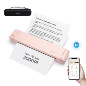 idprt portable printers wireless for travel, thermal printer support 8.5" x 11" us letter,bluetooth inkless printer compatible with ios, android, laptop for office, home, with case,mt888 pink