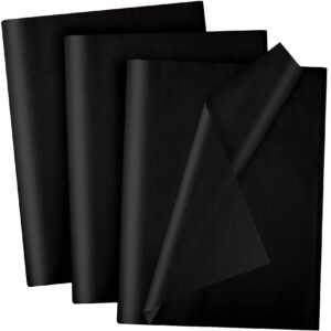 hlonon 100 sheets black tissue paper 12 x 20 inches recyclable black wrapping paper bulk for diy crafts birthday baby shower christmas gift wrapping crafts decor