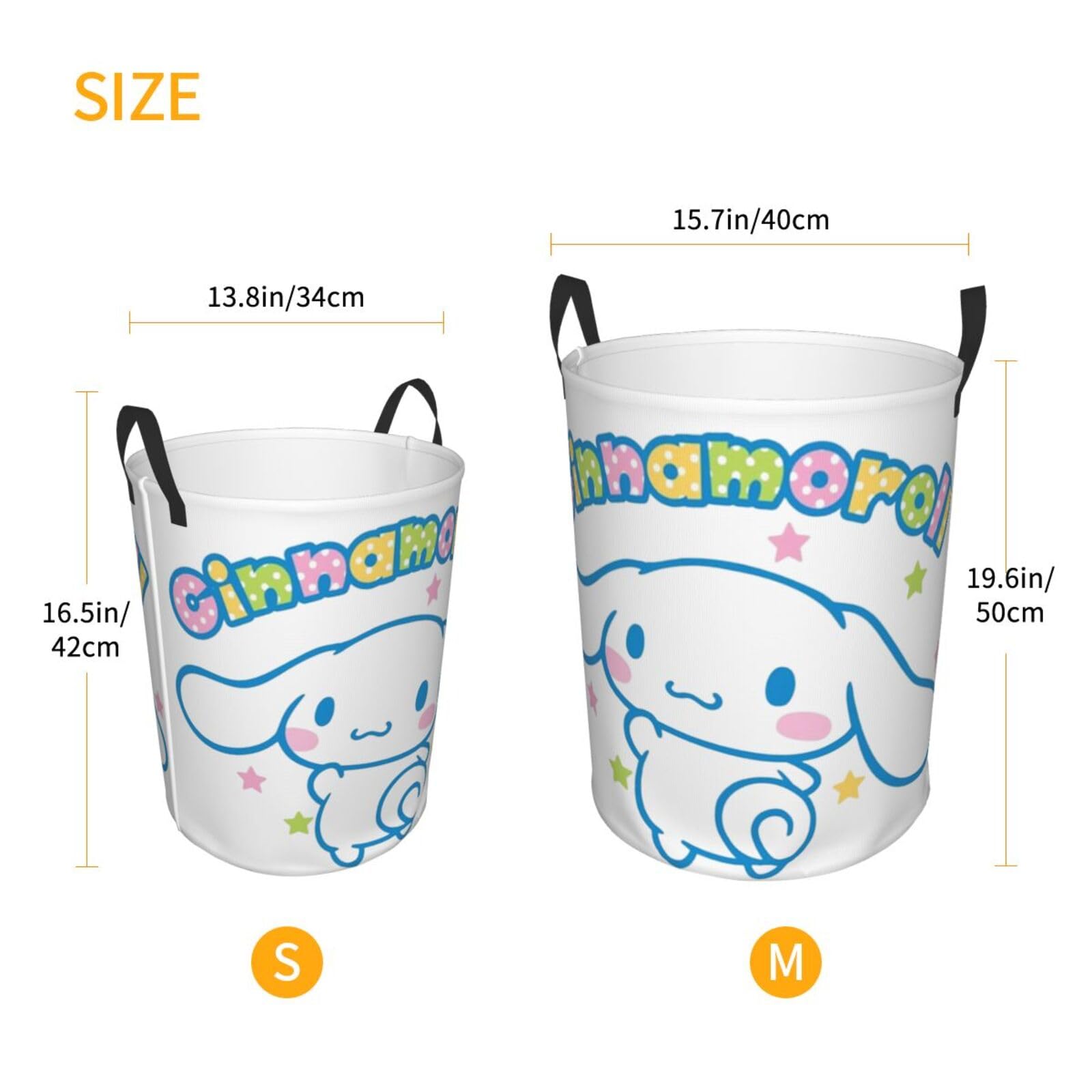 YangYuFaQQ Cartoon Dog C-innamoroll Storage Basket Circular Hamper with Handle Foldable Laundry Basket for Bedroom Bathroom Living Room Small