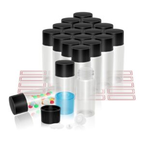 sunrisesu 20pcs 10ml clear glass vials with screw caps, leak-proof black screw cap with pe liners for essential oil, reagent, seeds small liquid sample vial