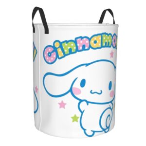 YangYuFaQQ Cartoon Dog C-innamoroll Storage Basket Circular Hamper with Handle Foldable Laundry Basket for Bedroom Bathroom Living Room Small