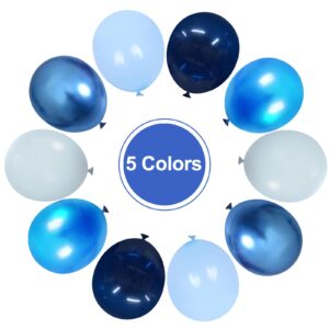 Nobledecor Blue Balloons Metallic Navy Blue Balloons,50pcs Bright Blue Balloons 12 inch Blue Chrome Balloons Macaron Baby Blue Balloons for Birthday,Baby Shower,Wedding Boys Men Graduation