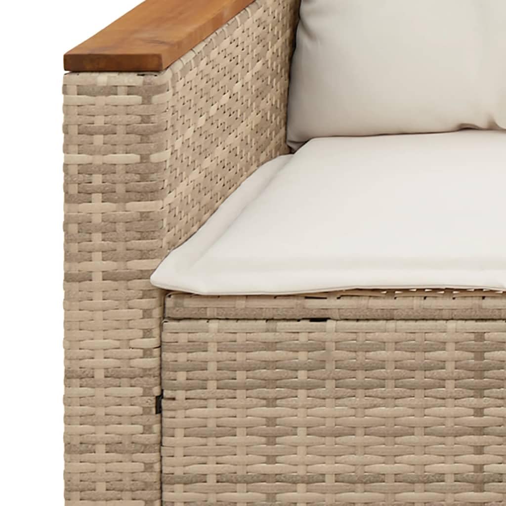 vidaXL Beige Poly Rattan 3-Seater Patio Sofa with Washable Cushions - Durable Outdoor Garden Furniture, UV-Resistant