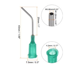 HARFINGTON 24pcs Blunt Tip Dispensing Needle 18 Gauge 1 Inch Screw Interface Bent Flow Design Bent Dispensing Tips with Luer Lock for Adhesive Glue Dispensing, Green