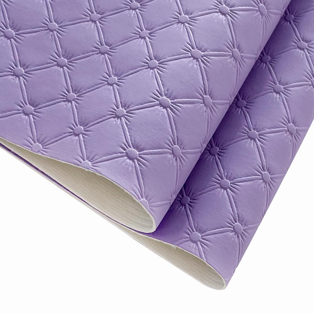 HYANG Diamond Embossing Purple PU Faux Leather Sheets Roll 12"X 53" Faux Leather Roll Perfect for Crafts Handbags Wallets Jewelry Earrings Bows Making