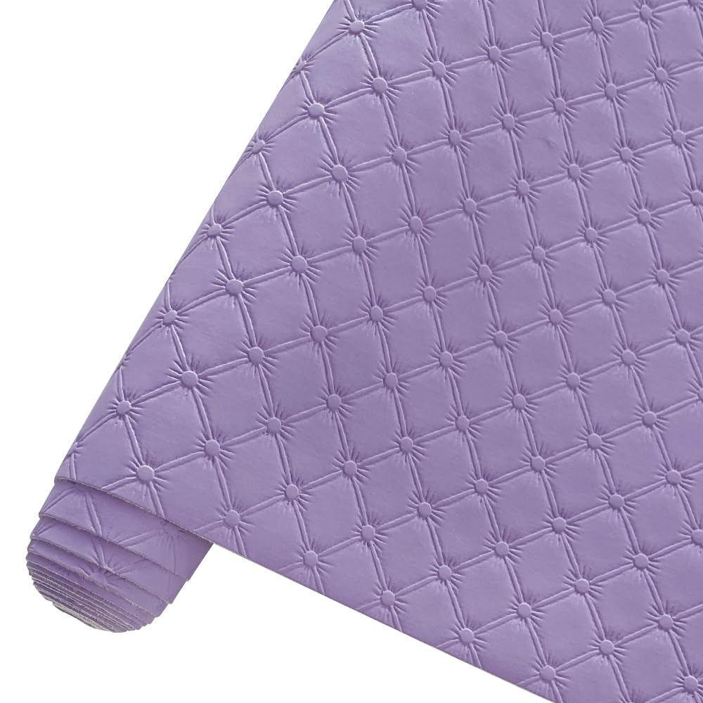 HYANG Diamond Embossing Purple PU Faux Leather Sheets Roll 12"X 53" Faux Leather Roll Perfect for Crafts Handbags Wallets Jewelry Earrings Bows Making