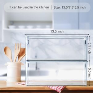 Heyuzb 8 Pack Clear Freezer Organizer Bins Stackable Chest Freezer Organizer Deep Freezer Organizer Bins with Side Handles for Bottom Freezer