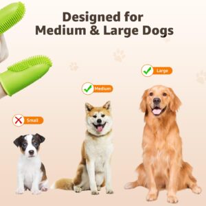 LOOBANI Dog Toothbrush Finger - Double Finger Toothbrush for Dogs, Surround Bristles, TPR Dog Finger Toothbrush Effective Teeth Cleaning, Green