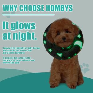 HOMBYS Soft Dog Cone for Dogs and Cats, Glow in The Dark Design Claming Dog, Adjustable Dog Collar Alternative After Surgery, Protective Elizabethan Collar for Dogs Recovery and Stop Licking,L