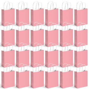 shindel 24pcs gift bags with handle, 5.5" x 2.8" x 7.9" pink party favor bags kraft paper goodie bags for birthday party wedding anniversary