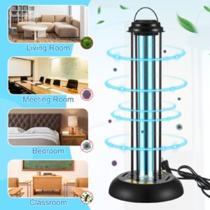 Qualirey UV Light Remote Control, UVC Germicidal Lamp Ultra Violet Light 3 Speed Timing 15/30/60 Minutes UVC Lamp for Home Hotel(38w with Ozone)