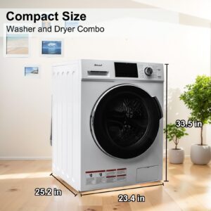 All in One Washer and Dryer Combo 24 inch, 2.7 cu.ft Front Load Washer Dryer in One 26 lbs, 1400 RPM,16 Cycles, for Laundry,Apartment,Dorm, White