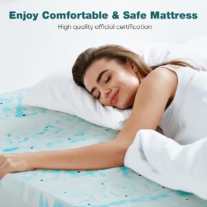 SMUG Memory Foam Mattress Topper Twin Size 2 Inch Thick Gel Infused Cooling Toppers Bed Pad, CertiPUR US Certified, Ventilated and Breathable for Sleeper Sofa, RV, Camper