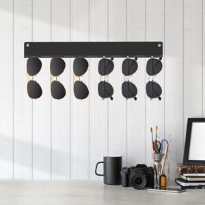 Bigfety Hanging Sunglasses Wall Organizer, Glasses Organizer Wall for Display, Acrylic Multiple Eyeglasses Wall Rack 3 Pack, Black