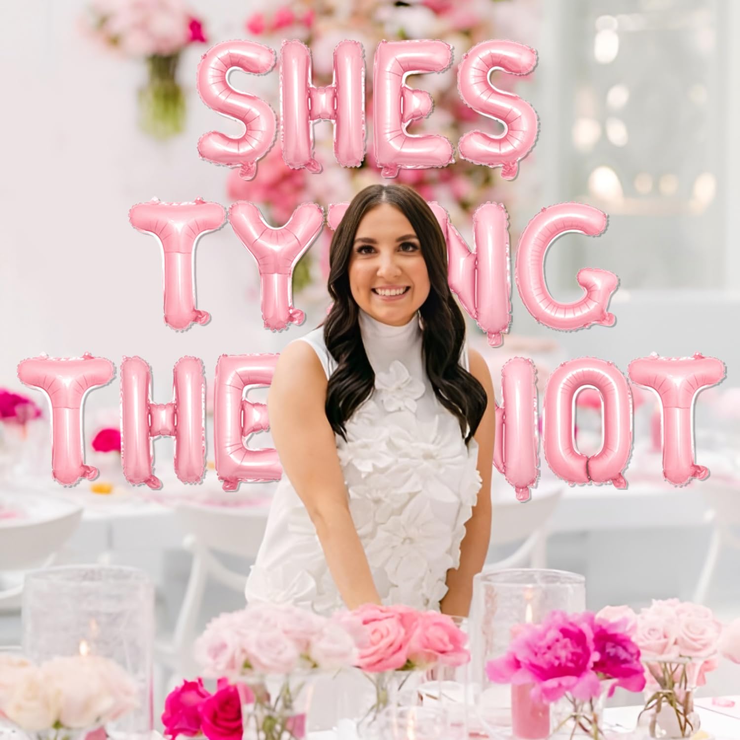 86Pcs She's Tying the Knot Bachelorette Party Decorations - Bow Garland Arch Kit She's Tying the Knot Letter Foil Balloon for Girls Bachelorette Party Bridal Shower Engagement Wedding Party Supplies