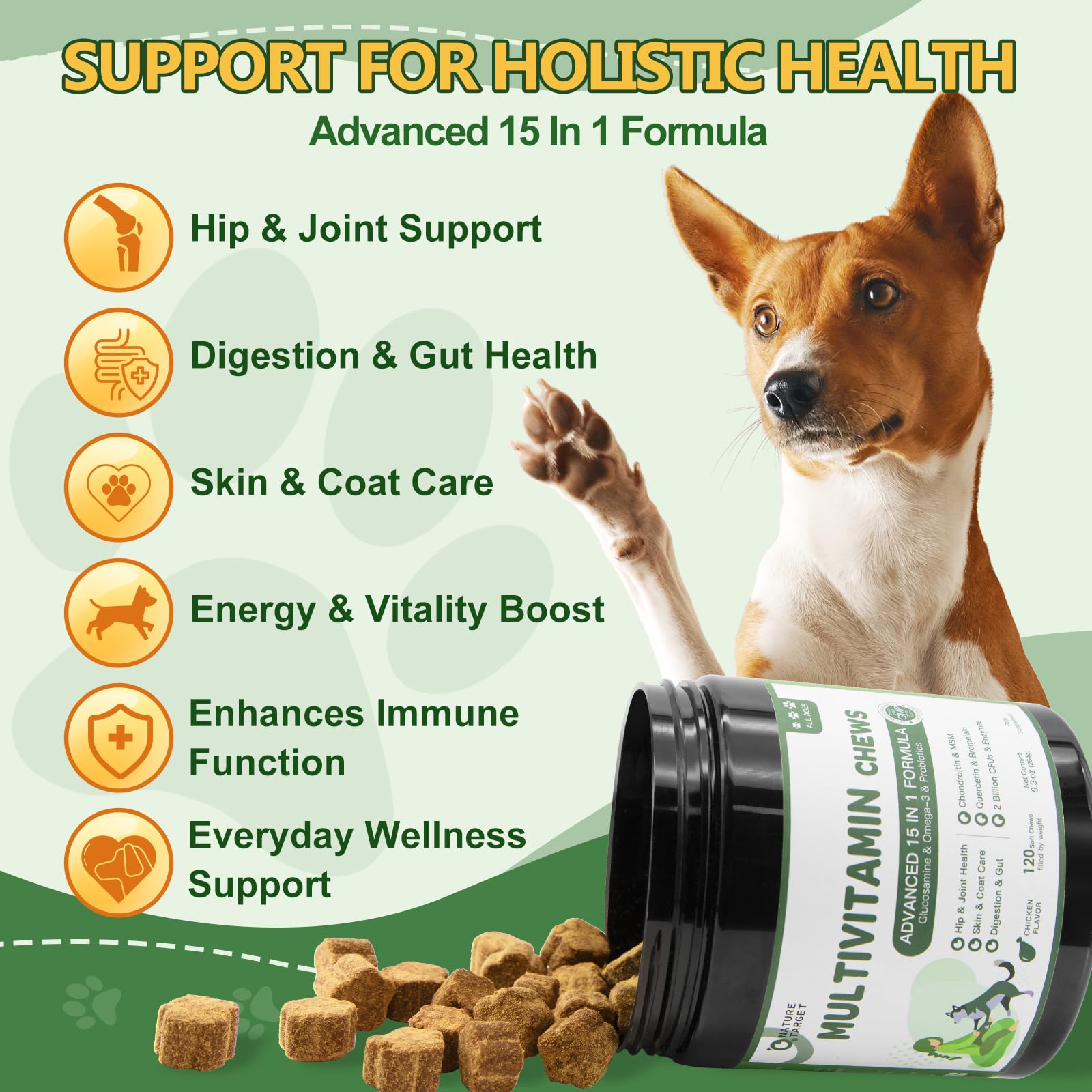 Dog Allergy Relief Freeze Dried Chews, with Probiotics, Colostrum for Immune Health - Dog Multivitamin, Multivitamin for Dogs - with MSM & Glucosamine, Omegas 3 & 6, Probiotics for Digestive Health