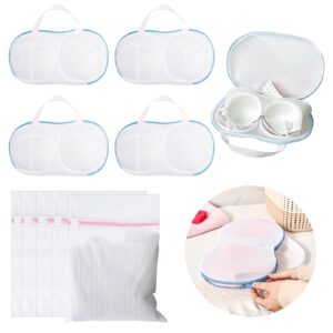 bra washing bags for laundry, 5 pcs bra laundry bags for washing machine and 5 pcs honeycomb mesh laundry bags, lingerie bags for washing delicates, bra washer protector for laundry