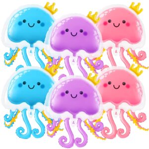 vercanmonth 6 pcs 36 inch jellyfish balloons inflatable jellyfish octopus sea party decorations mermaid party decoration baby shower decoration supplies, in pink blue purple