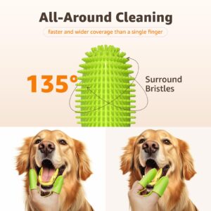 LOOBANI Dog Toothbrush Finger - Double Finger Toothbrush for Dogs, Surround Bristles, TPR Dog Finger Toothbrush Effective Teeth Cleaning, Green