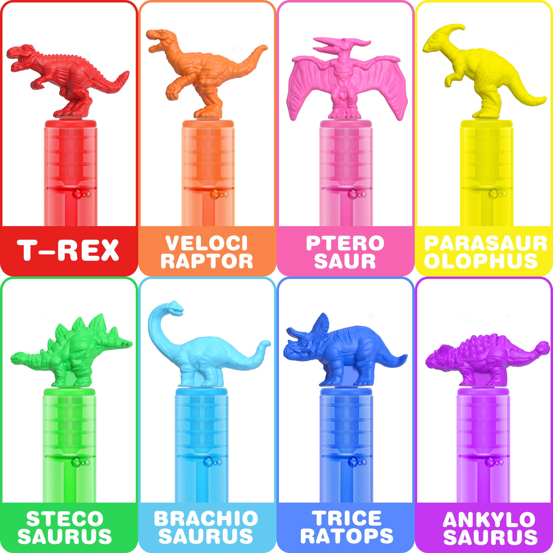 Dinosaur Birthday Decoration, 3D Detail Mini Bubble Wands Bulk 32 Pack, Neon Dino Party Favors Supplies for Kids, Pinata Filler Goody Bag Stuffers, Carnival Prizes, Treasure Box Toys Gift for Girl Boy