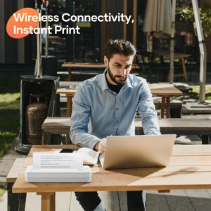 iDPRT MT890 Portable Wireless Printer - with Thermal A4 Paper, Bluetooth Inkless Printer for Travel/Home, Support US Letter&A4&A5 Size, Mobile Printer Compatible with iOS, Android & Laptop - White