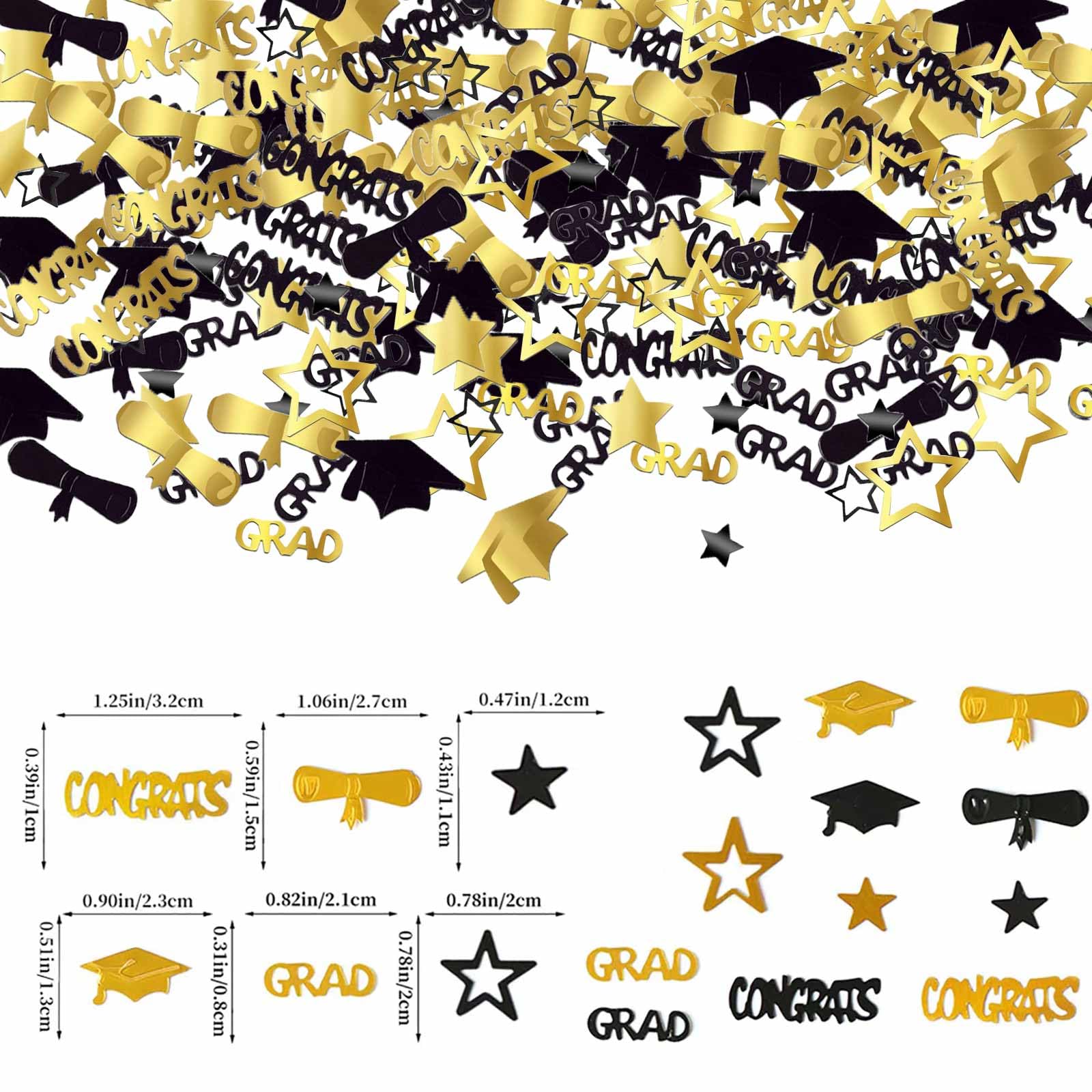 Gold and Black Graduation Confetti 2024, 1000 Pcs Grad Confetti Class of 2024 Party Table Centerpiece for 2024 Graduation Party Supplies