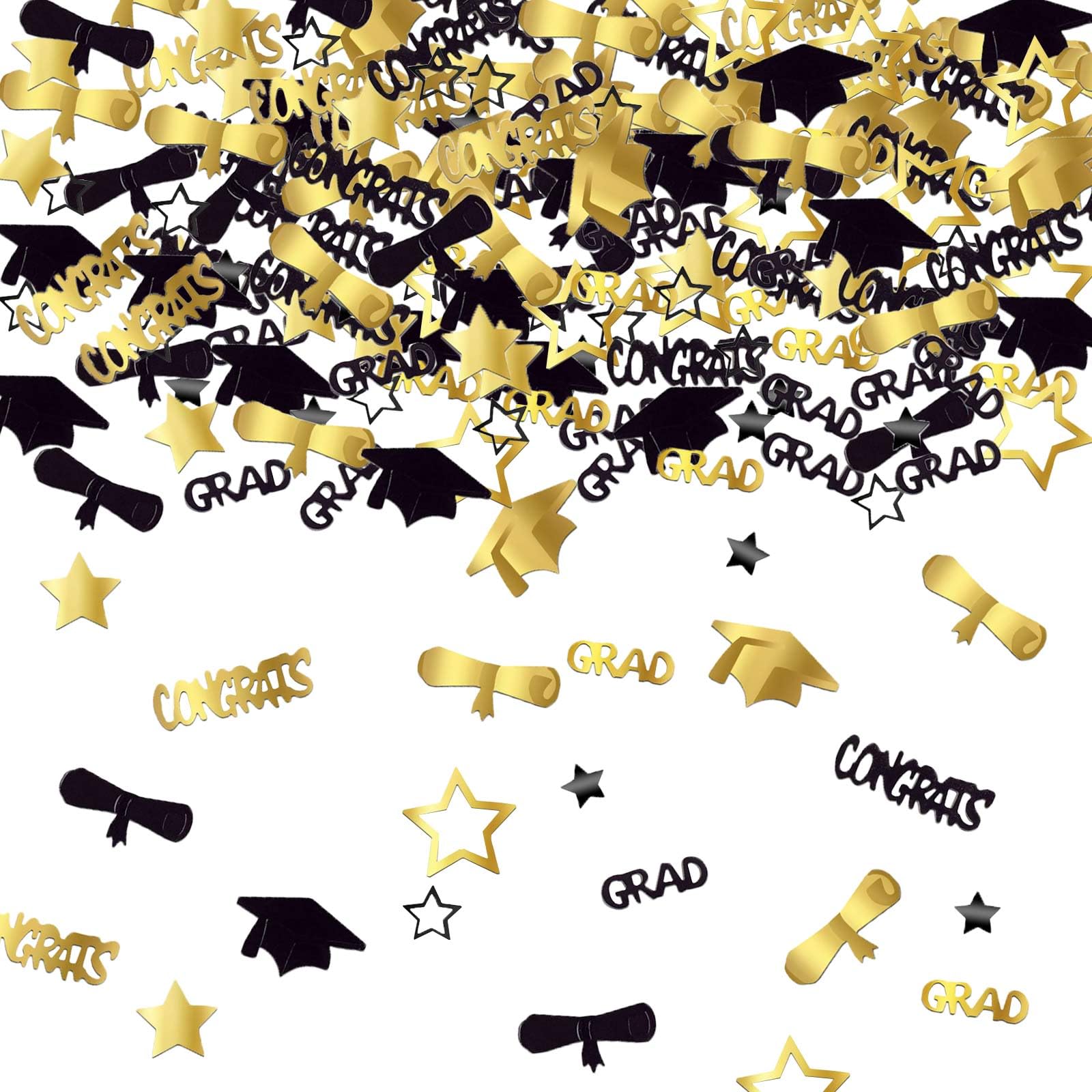 Gold and Black Graduation Confetti 2024, 1000 Pcs Grad Confetti Class of 2024 Party Table Centerpiece for 2024 Graduation Party Supplies