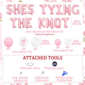 86Pcs She's Tying the Knot Bachelorette Party Decorations - Bow Garland Arch Kit She's Tying the Knot Letter Foil Balloon for Girls Bachelorette Party Bridal Shower Engagement Wedding Party Supplies